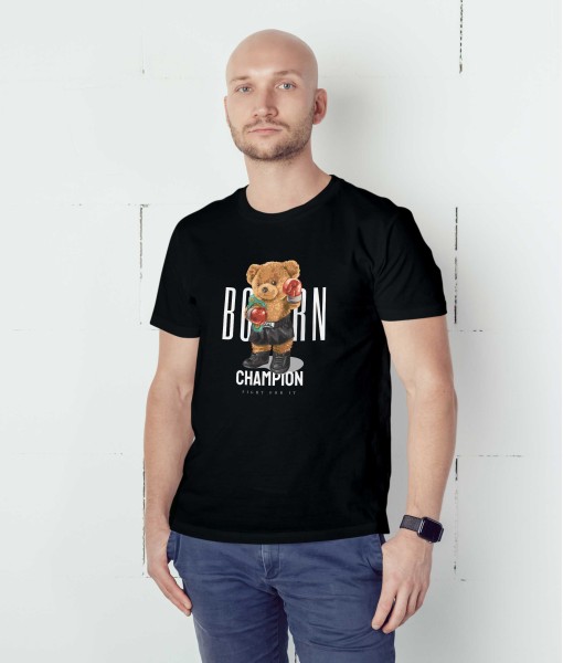 Мъжка тениска с щампа Мечета Born Champion